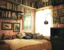 Een vintage slaapkamer interieur