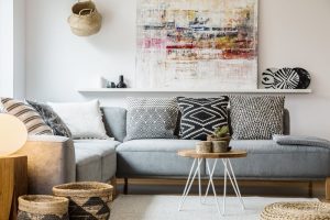 Rieten manden voor een landelijk interieur