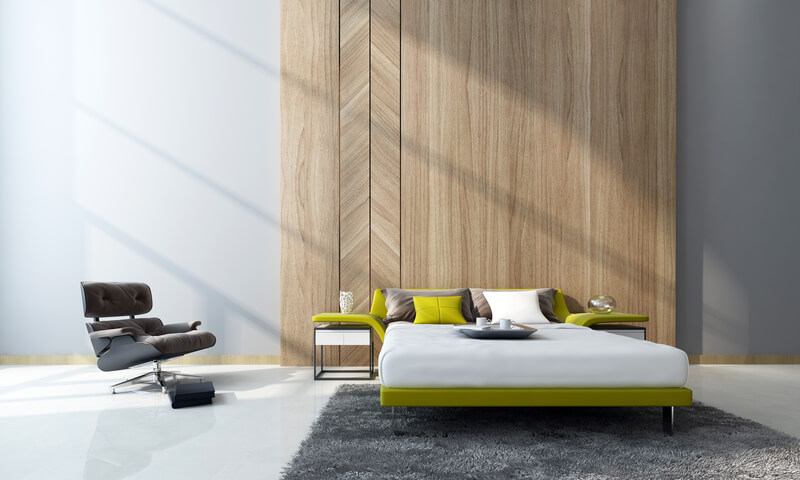 slaapkamer met houten details