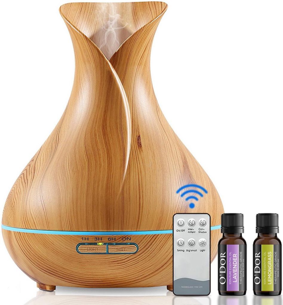 Hout look aroma diffuser met afstandsbediening